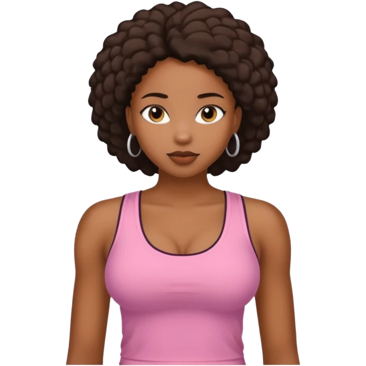 Hot wife in tank top and big boobs young African american emoji