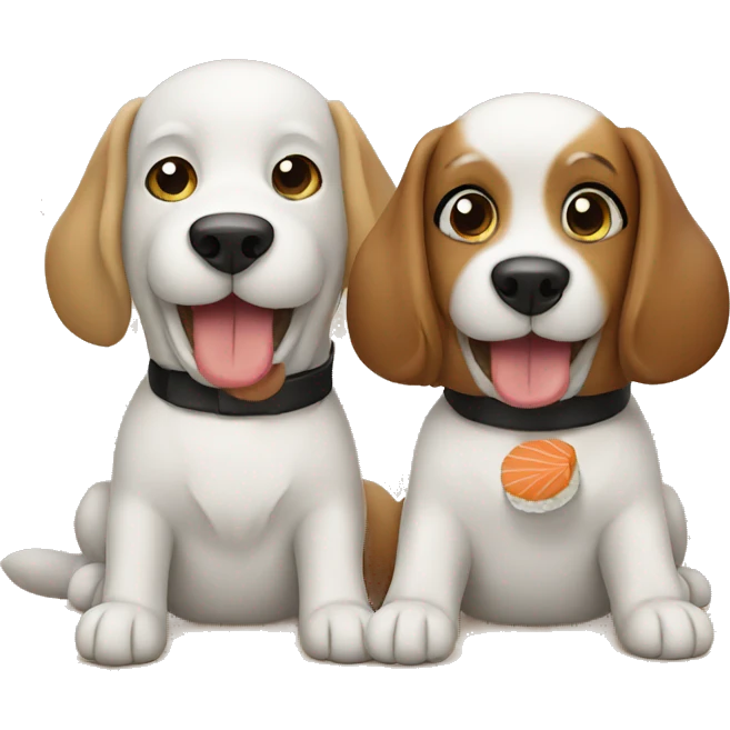 two dogs eating sushi emoji