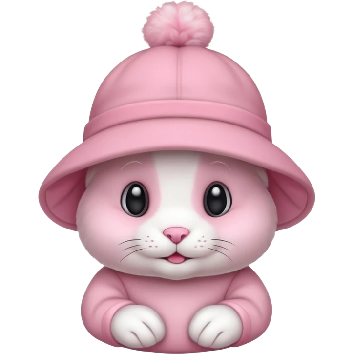 Pink rabbit with a hat emoji