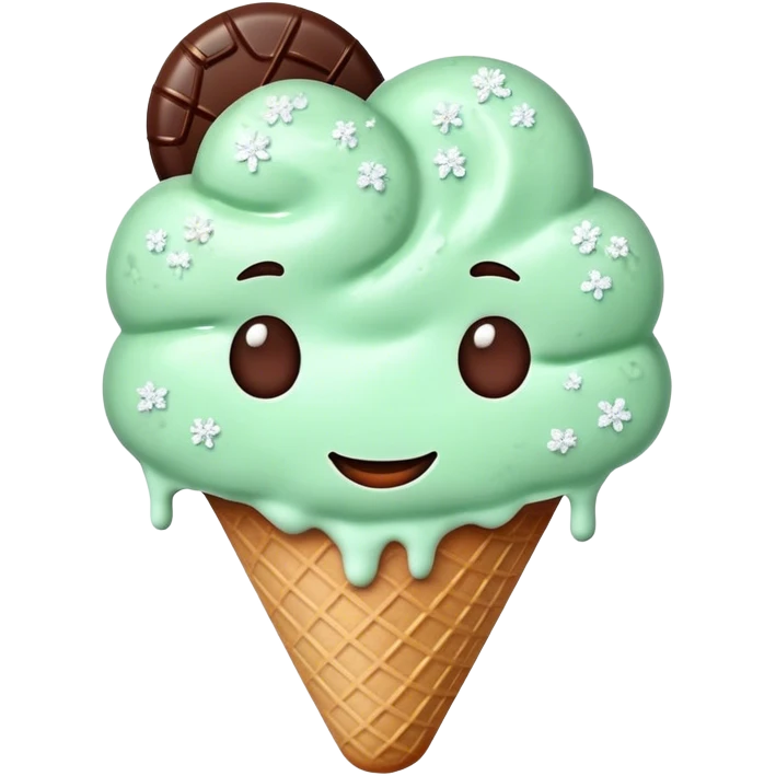Heart made of mint ice cream with tiny flakes of chocolate  emoji