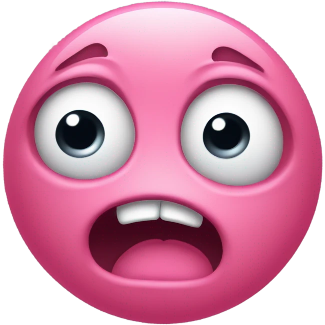 Flustered big eye pink blob face with blush and an angry expression emoji