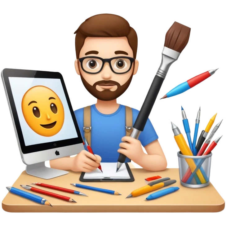 creative product designer with design tools emoji