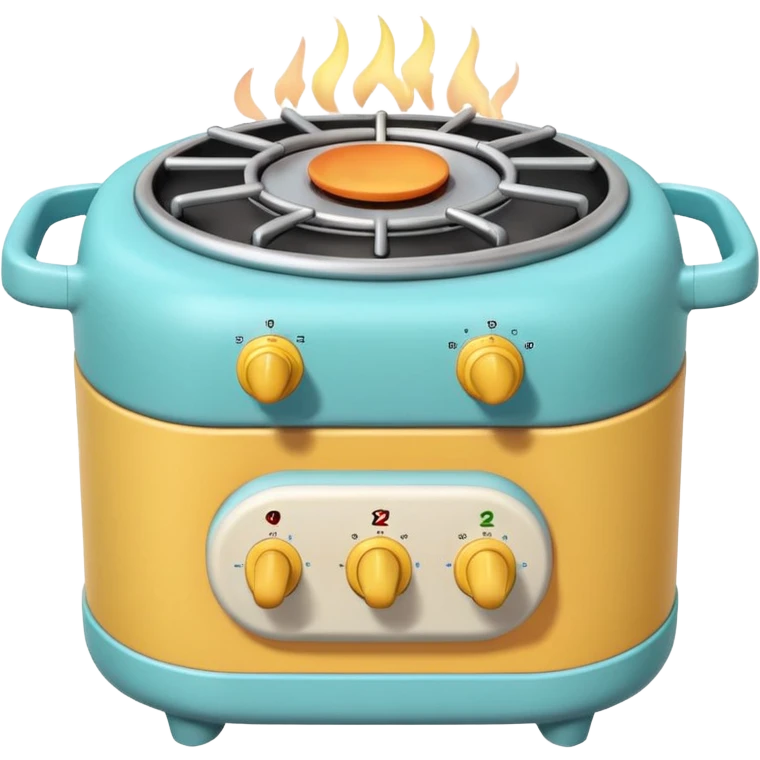 Cute toy stove, single burner only, front view.
BabyBus-style 2.5D soft shading, bright pastel colors
Rounded chunky toy shape, simple details.
Even studio lighting, NO harsh light, NO realism, NO textures.
Smooth matte surface, no outlines, no strokes.
Clean background. emoji