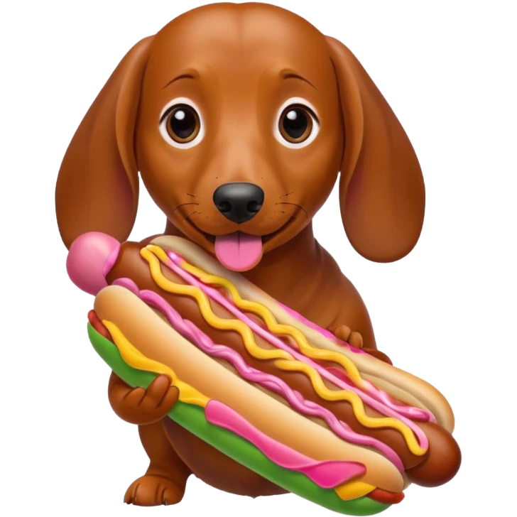 Weiner dog eating a hot dog emoji