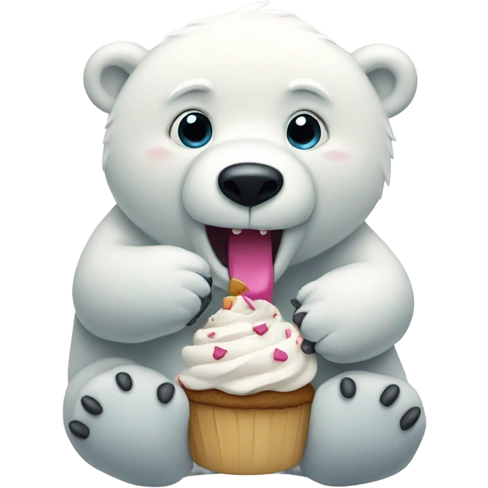 Polar bear eating a cupcake emoji