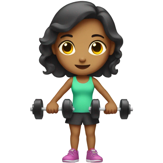 A girl on a scale holding weights  emoji