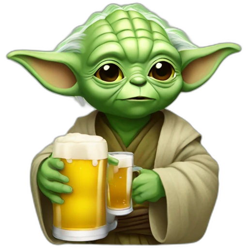 Yoda with beer emoji
