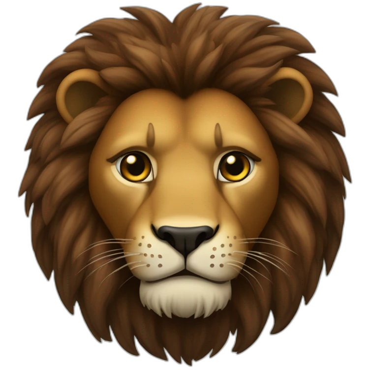 Lion crinière noire fourrure marron yeux verts   emoji