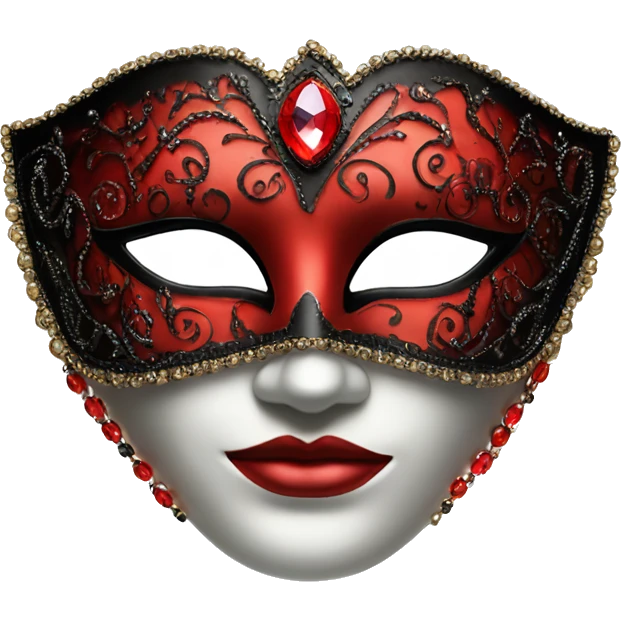 Masquerade mask red and black with red jewels emoji