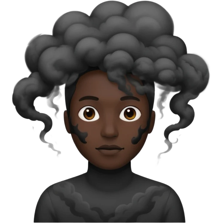 A black head covered in black smoke emoji