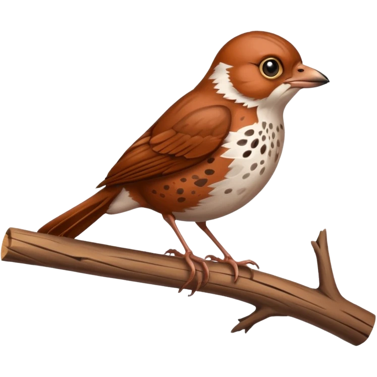 A curious fox sparrow perched on a thin branch. emoji