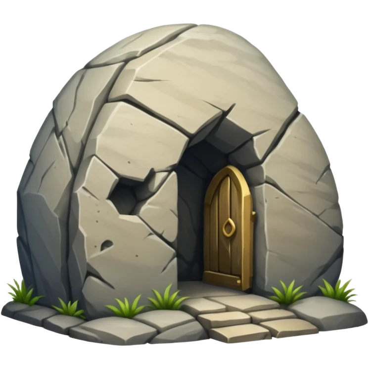 A boulder sealing the entrance to a tomb emoji