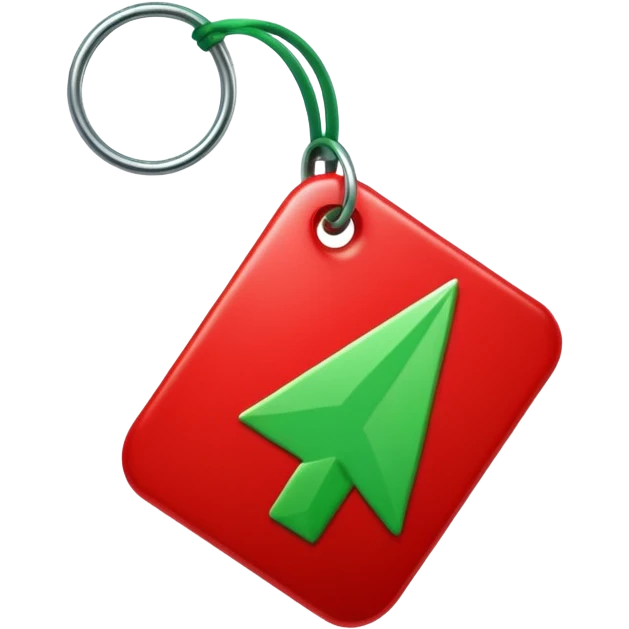 Tag vermelha com uma flecha pra cima verde emoji