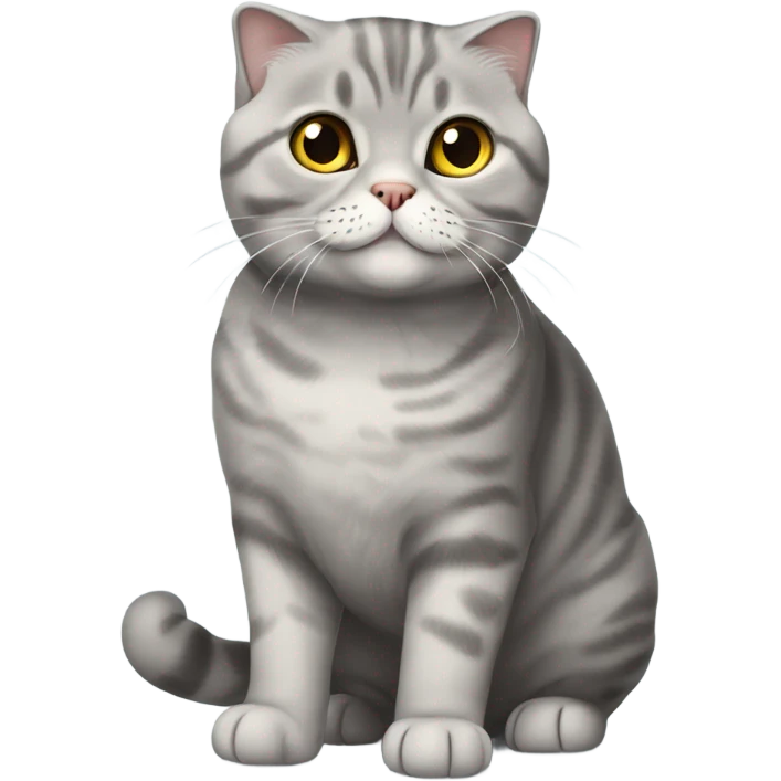 Grey scottish fold cat full body smiling  emoji