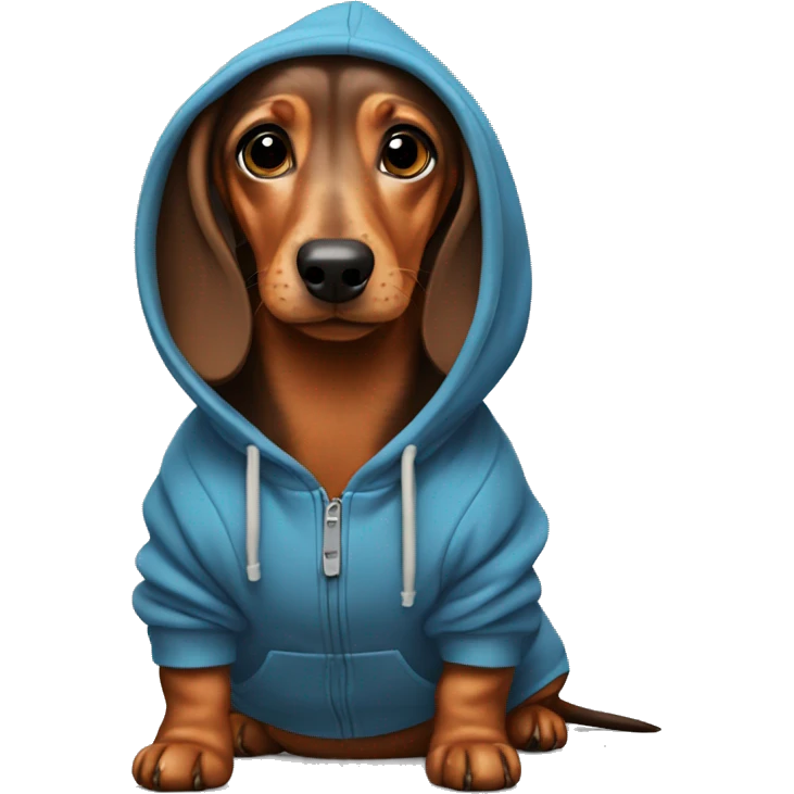 Dachshund wearing a hoodie emoji