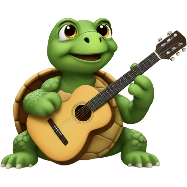 Turtle playing acoustic guitar  emoji