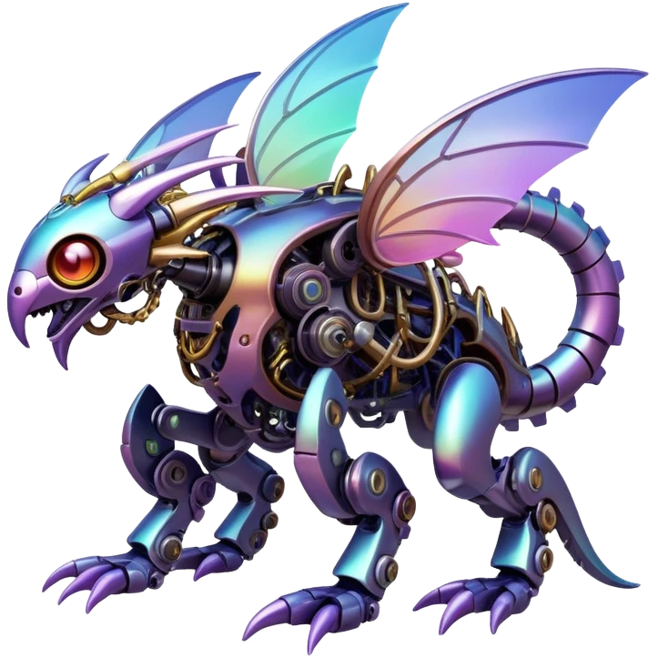 Mechanical complex iridescent aesthetic-scenery-Fakémon-creature emoji