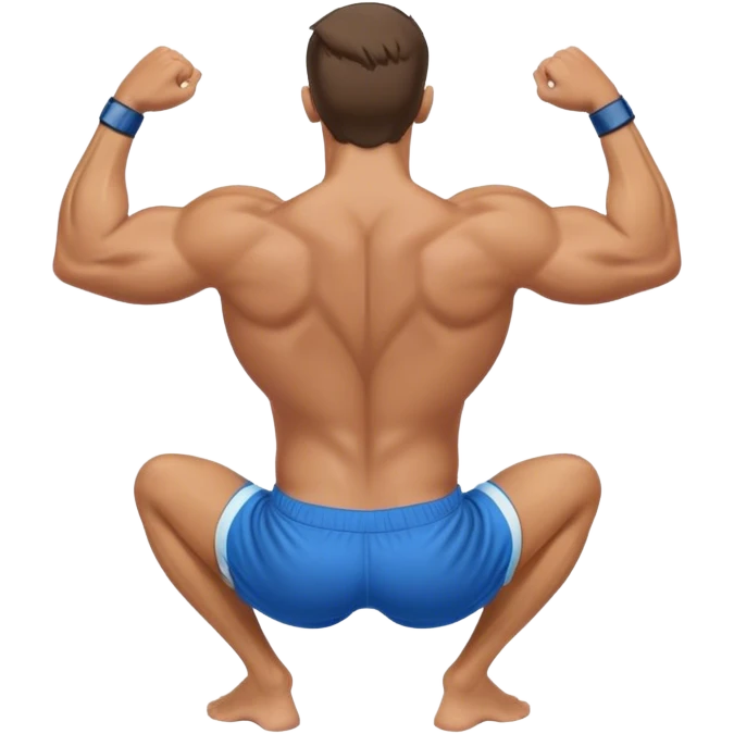 back view of buff man with blue shorts doing face-pulls exercise emoji