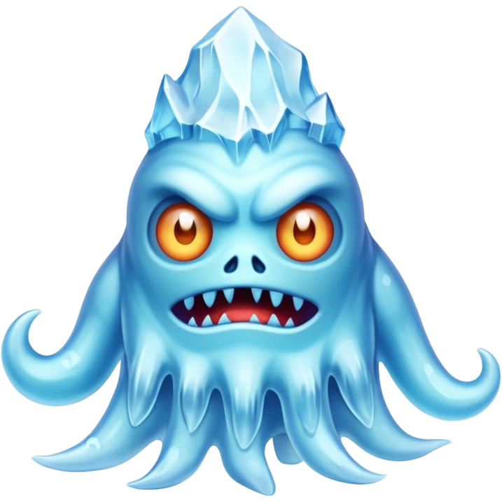 a scary creepy ice monster, eldritch ice monster, monster made of ice emoji