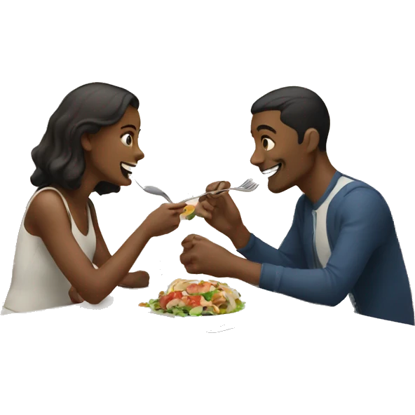 couple enjoying sitting at a table and eating a meal emoji