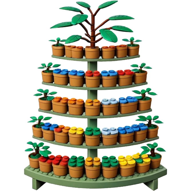 Large curved multi-tier Old Lego plant rack  emoji