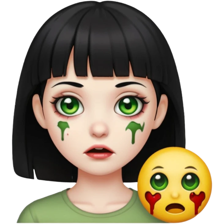 girl zombie with black hair and short bangs emoji emoji