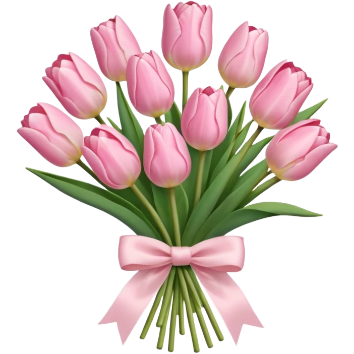 light pink tulip bouquet with light pink bow emoji