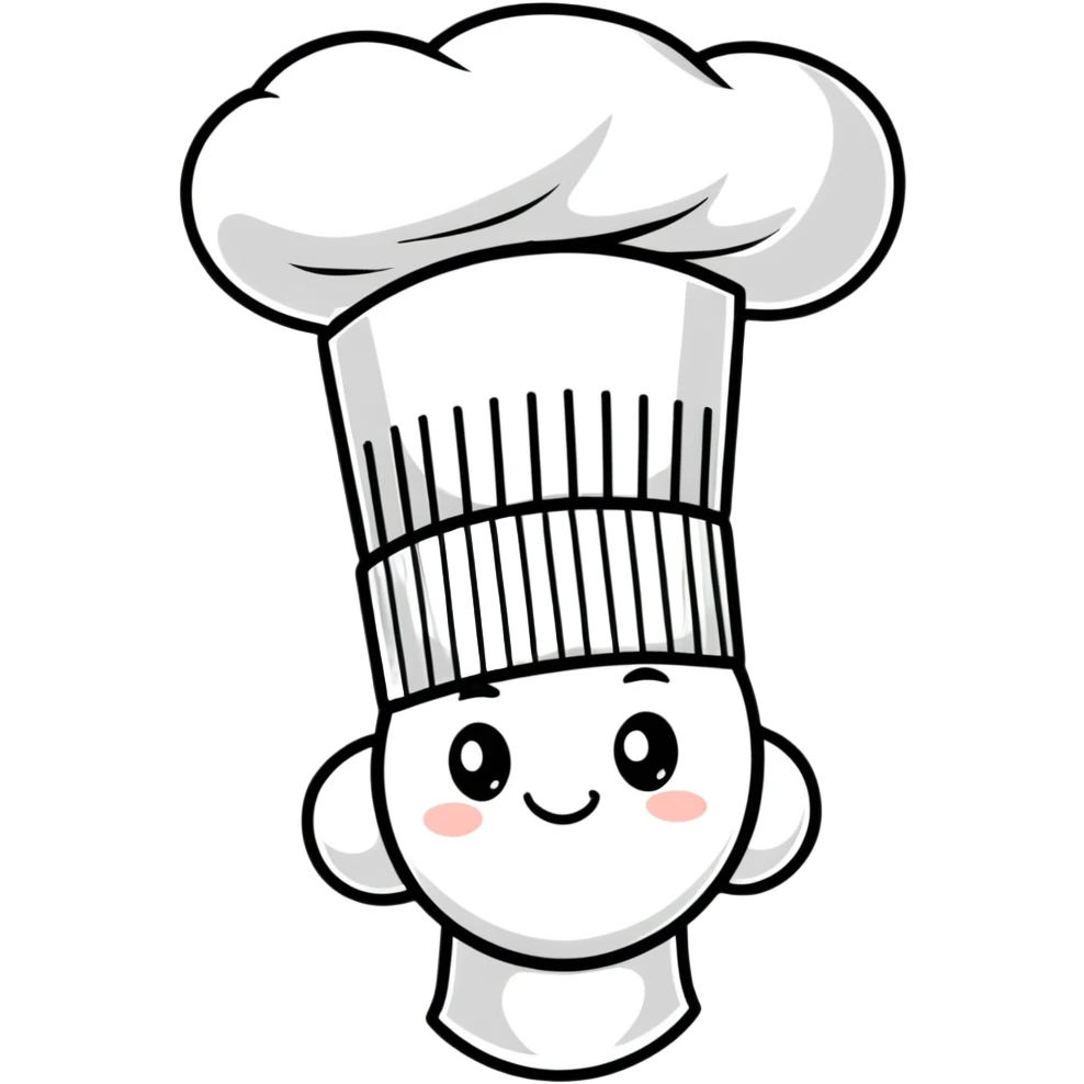 A traditional white chef's hat, tall and puffed, symbolizing culinary expertise emoji