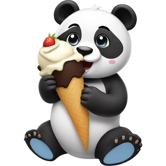 Panda eating ice cream emoji