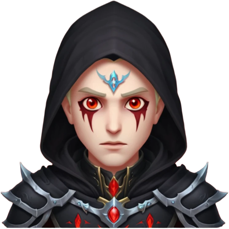 Blood elf deathKight glowing red eyes all clocked in darkness male emoji