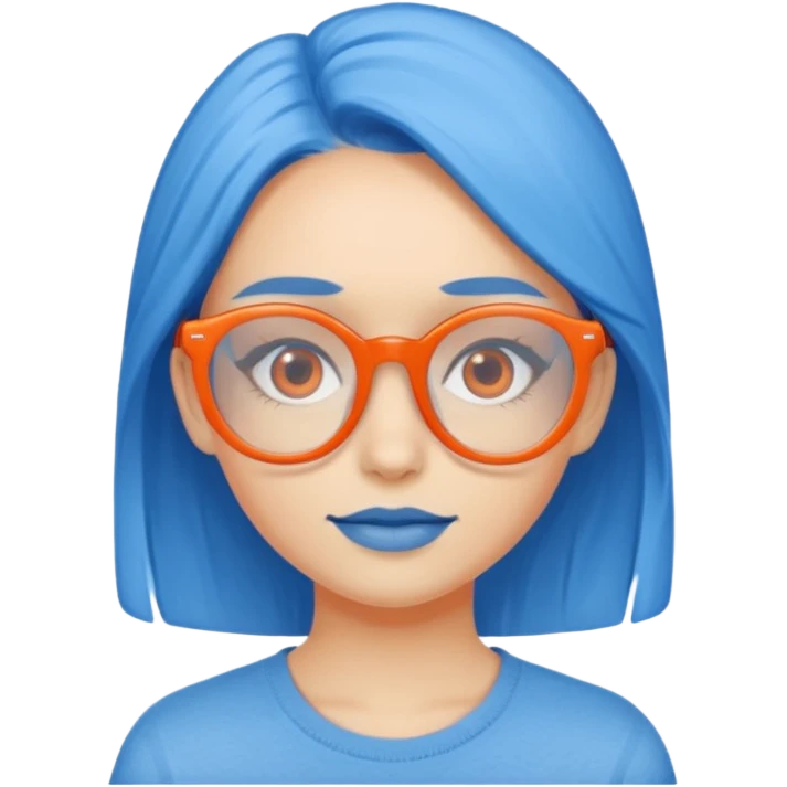 girl blue skinned orange glassed emoji