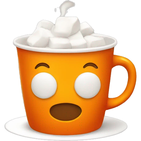 a coffe cup with marshmallow in orange color emoji