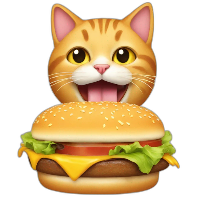 Cat eating a burger emoji