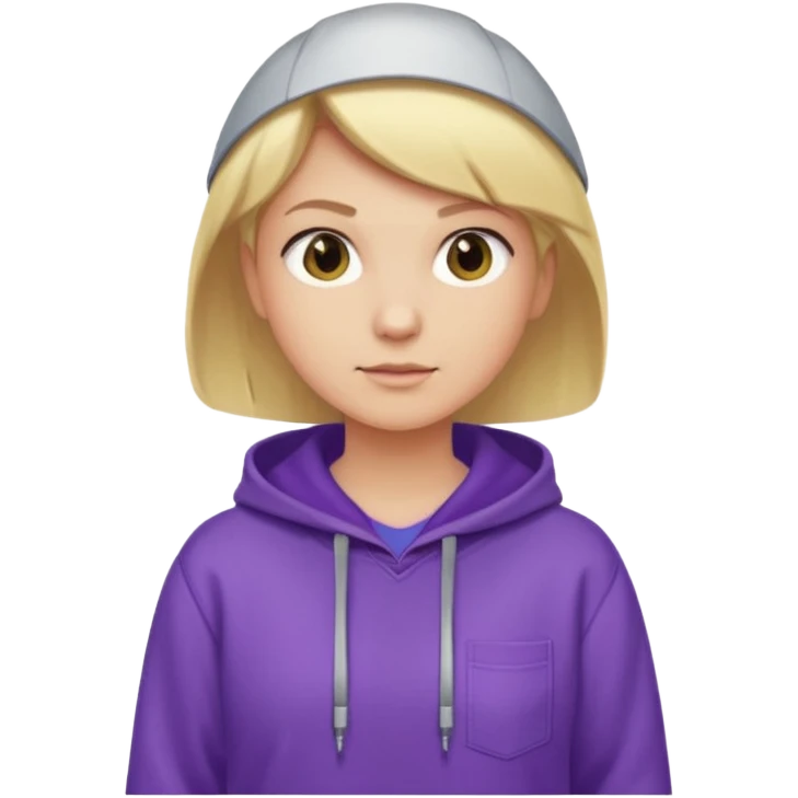 Crea un emoji de un electricista, chico rubio pelo corto hacia al lado, sin gafas, con sudadera morada y nombre empresa INDYDES emoji