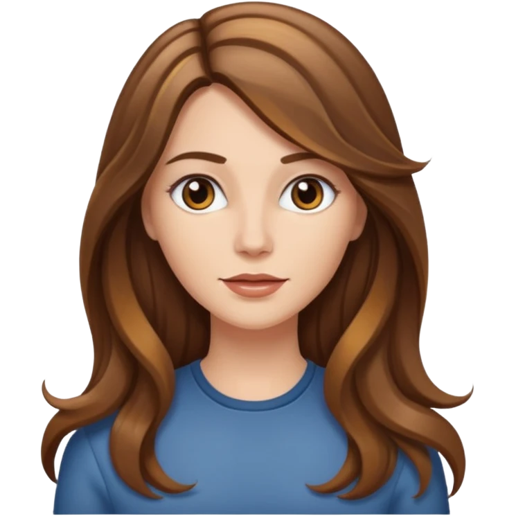 Mulher branca, cabelos longos liso com as pontas ondulado castanho com luzes  emoji