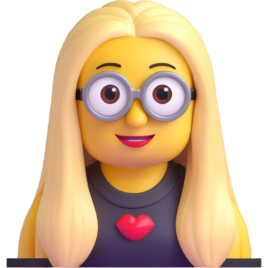 minion with long blonde hair and red lipstick emoji