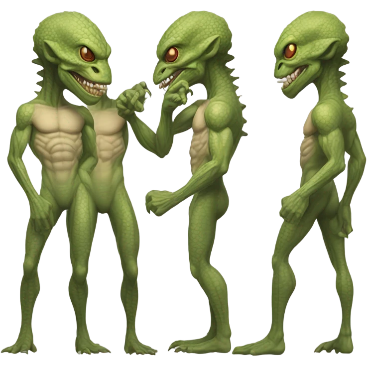 alien reptilian thug full, front and back view emoji