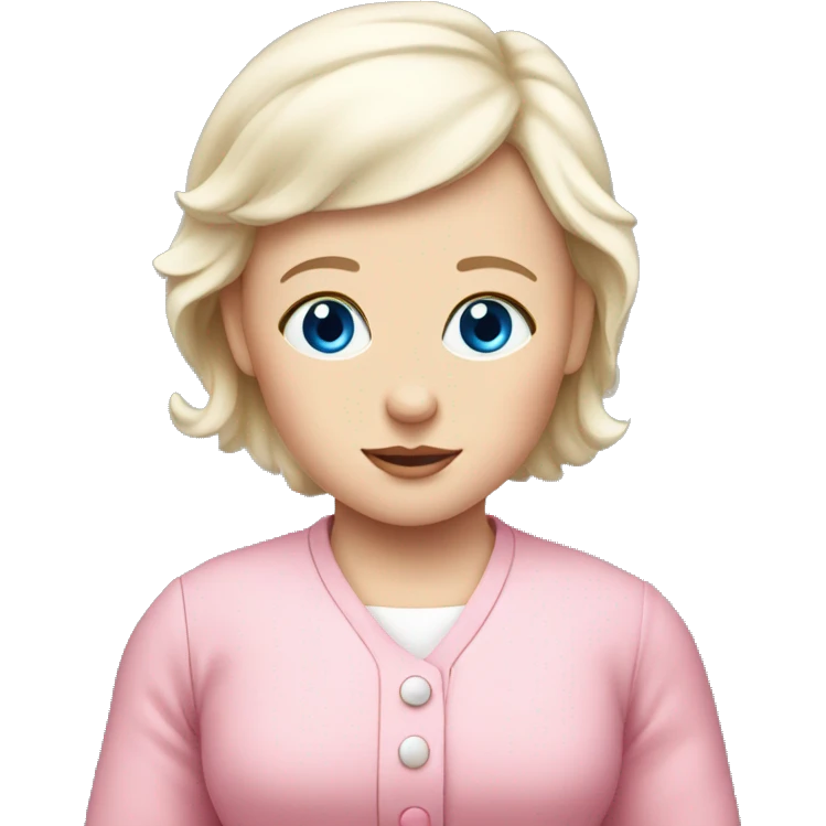A blue-eyed baby next to a white mom in a pink outfit emoji