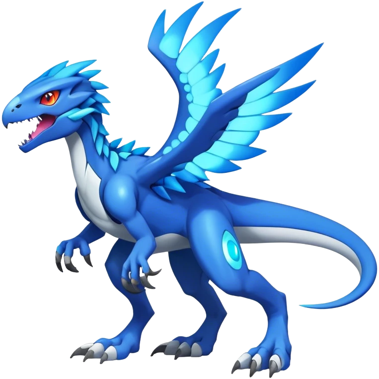 Shiny Futuristic Celestial Magical Fakemon-Pokemon-Digimon-Spectrobes-Raptor-fusion, full body emoji