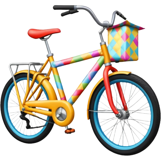 Bike wrapped in wrapping paper emoji