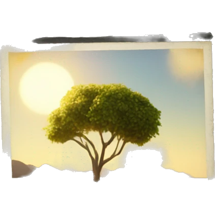 a simple polaroid film representing a sunny landscape, just the object itself emoji