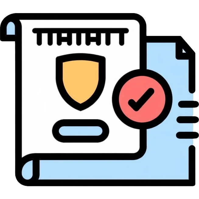 insurance license document with shield emoji