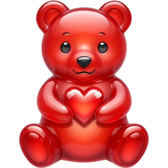 white jelly bear  heart red emoji