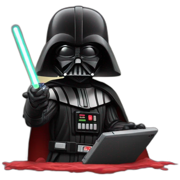 Dark vador playing with a nintendo switch emoji