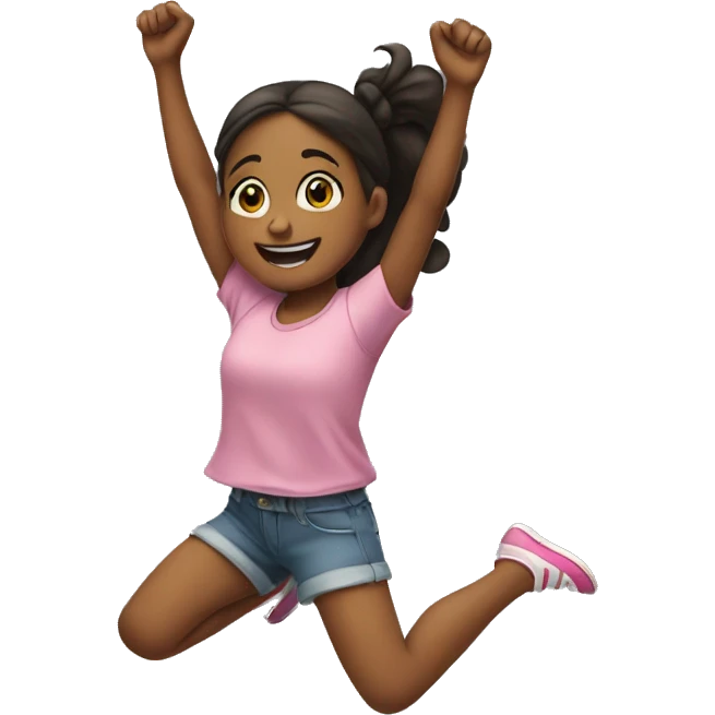 A girl jumping with her hands down  emoji