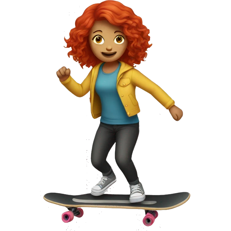 A red hair girl do skateboarding  emoji