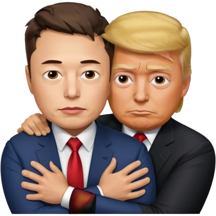 sad realistic elon musk with donald trump hugging him emoji