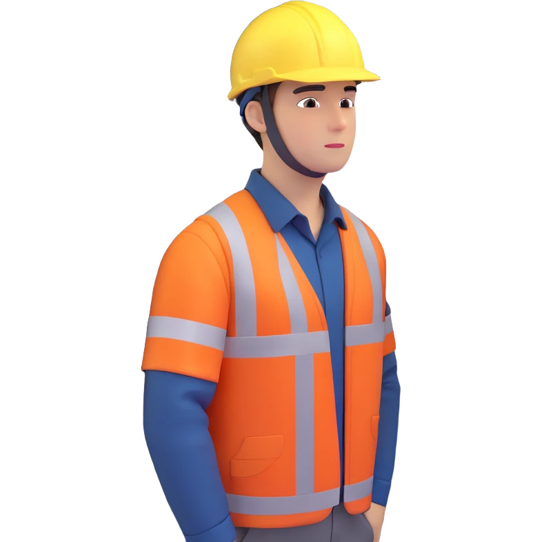 elevator inside engineer standing with helmet  emoji