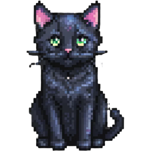 black cat sitting, simple and cute emoji
