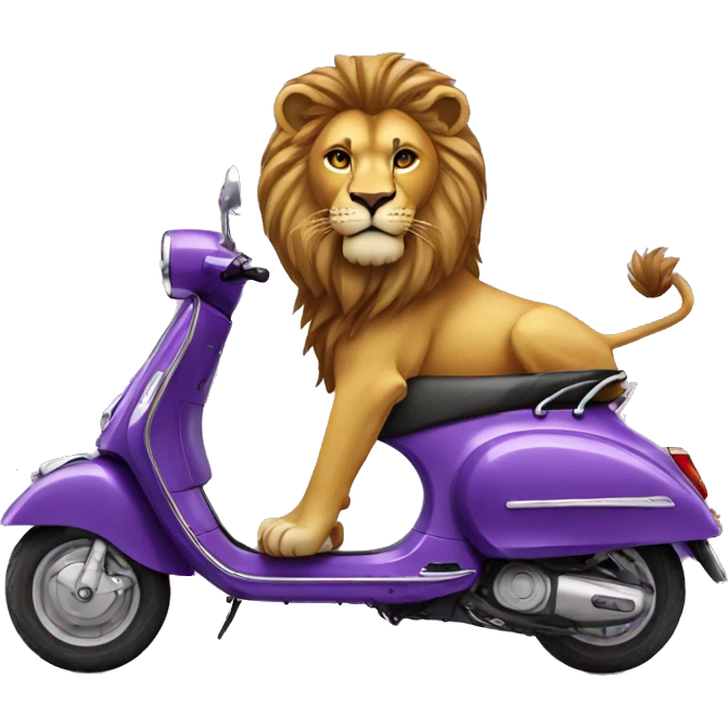 a lion on a purple vespa emoji